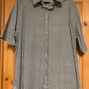 Twenty Eight Degrees Blue Geometric Casual Button Down Shirt